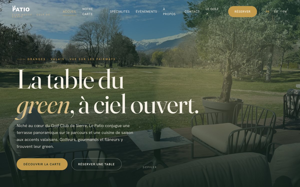 Page d'accueil du site Le Patio